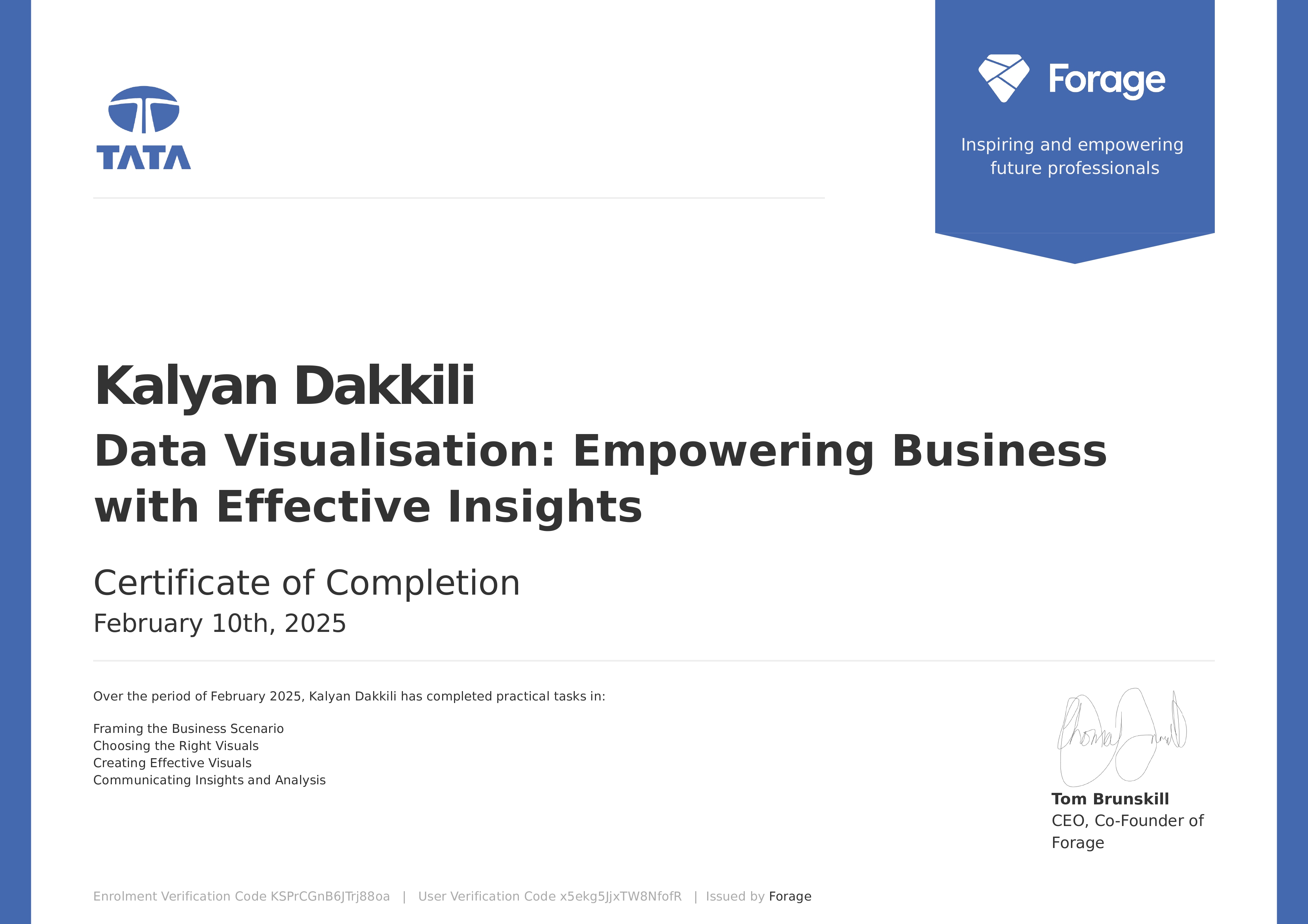 TATA Certificate